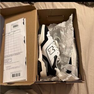 New Balance 550 White and Black Leather Sneakers